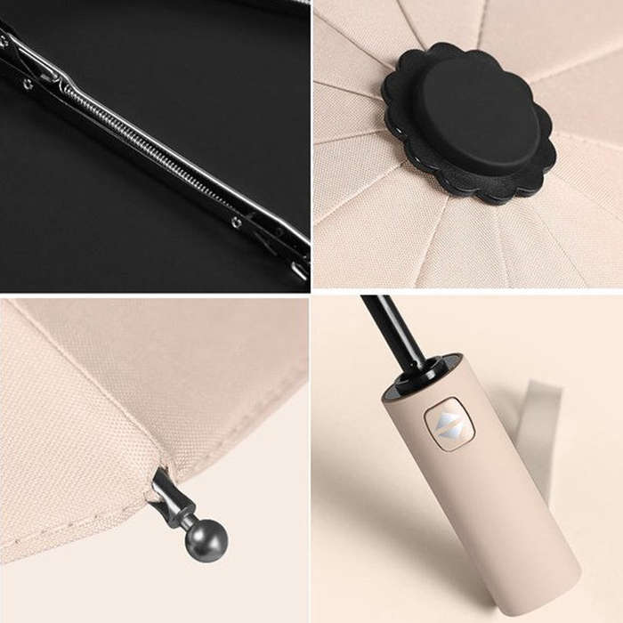 Blue - AGSIVO Travel Automatic Folding Umbrella 12 Ribs Reinforced Windproof UPF 50+ UV Protection A