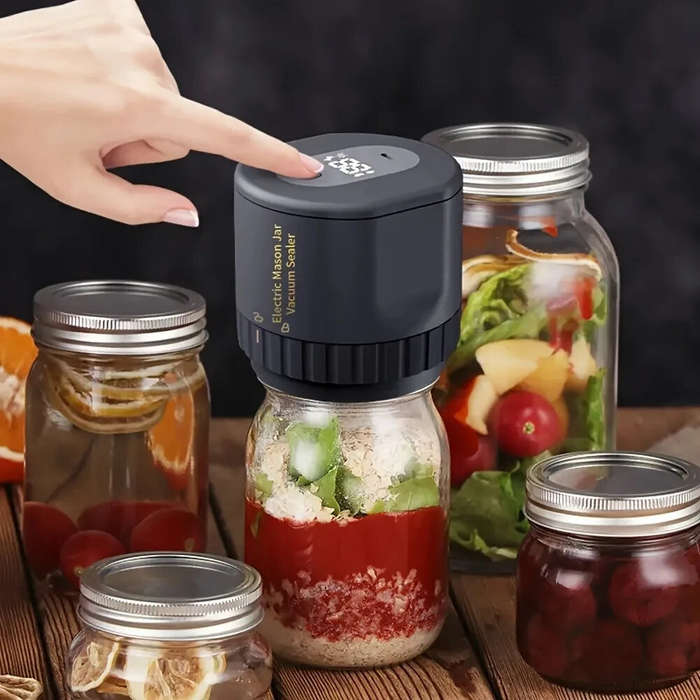 Black - Mason Jar Sealing Machine 1200mAh Mini Vacuum Sealer Electric Mason Jar Vacuum Sealer Kit Co