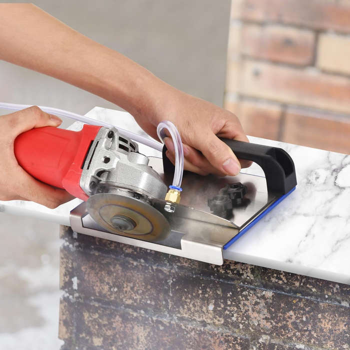 Silver - 45 Degree Grinder Jig Tile Chamfering Tool Angle Grinder Stand Stainless Steel ABS Construc