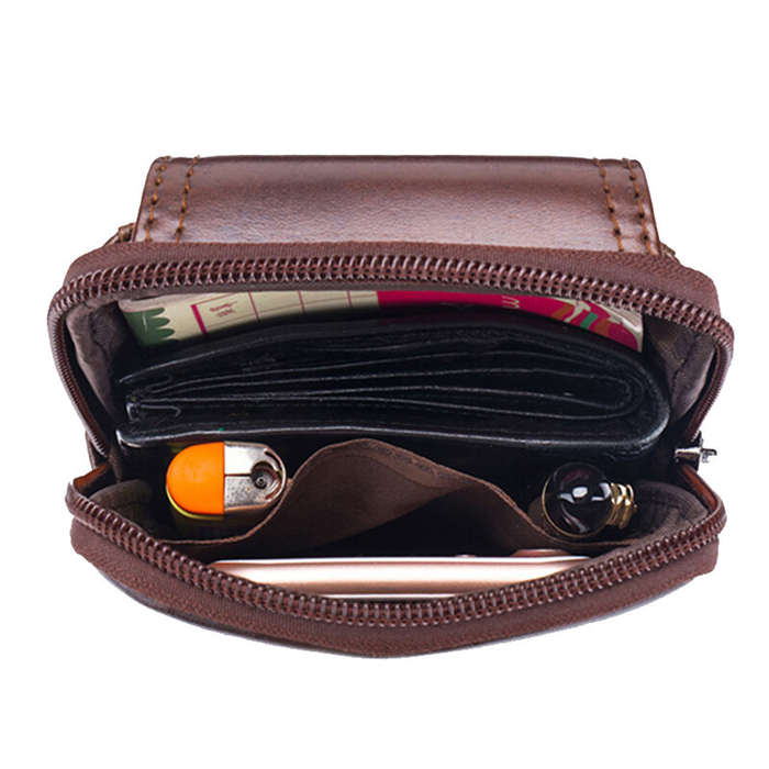 Black - BULLCAPTAIN Men's Leather Belt Waist Bag Travel Small Fanny Pack Phone Pouch Multifunctional