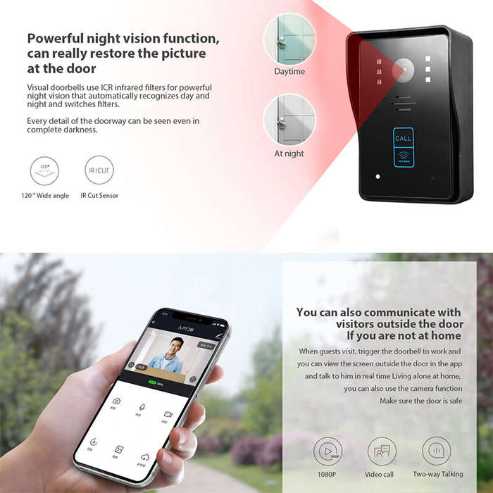 European Standard Tuya Smart WiFi Video Doorbell APP Wireless Remote Phone Call 1080P Camera Motion