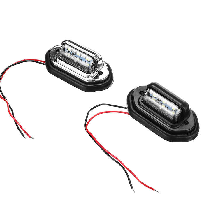 Black - 2PCS 10-30V 12V 24V 6 SMD LED License Plate Tag Lights Lamps For Boat Truck SUV Trailer Truc
