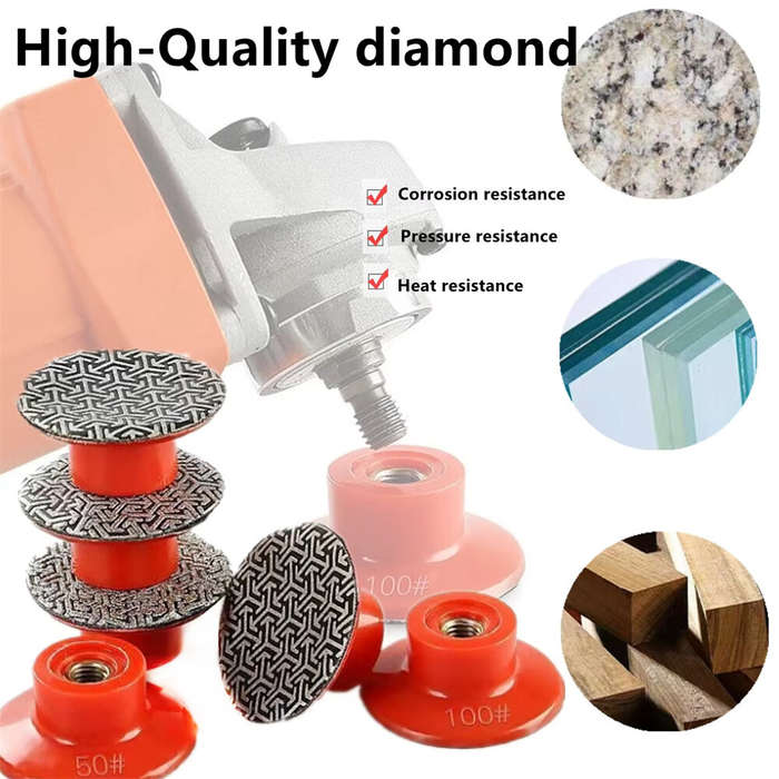 Red - Diamond Electroplated Polishing Pads M14 50mm 50 Grit Dry Sanding Disc for Granite Stone Concr
