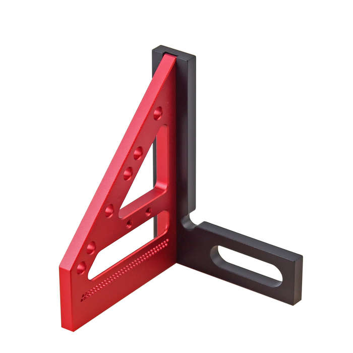Red - Carpenter 3D Multi-angle Measuring Ruler Square Ruler Hole Scribing Ruler Woodworking Scriber
