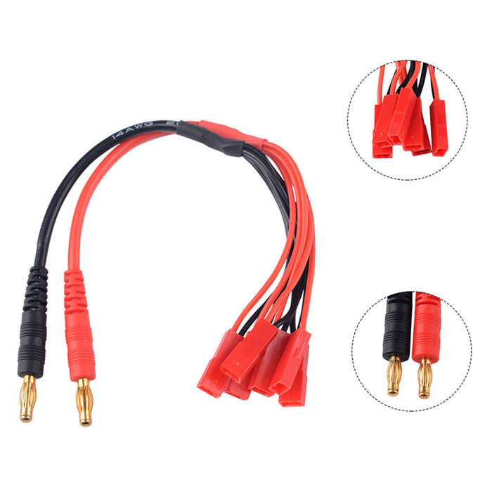 T Plug - 6 in 1 4mm Banana Bullet Plug JST/T-Plug Connector Parallel Adapter Charge Cable