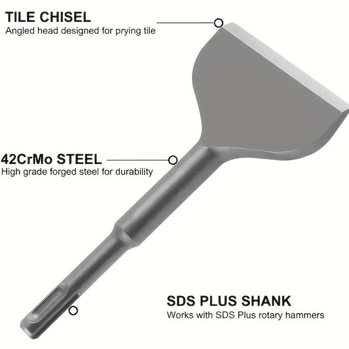 #C - 1pc SDS Plus Round Shank Electric Hammer Drill Bit Slot Flat Chisel Masonry For Light Concrete