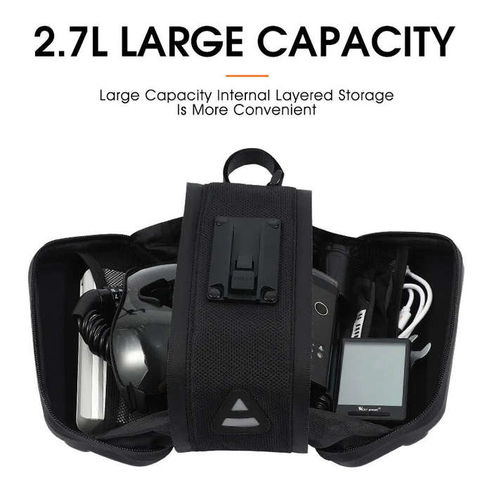 WEST BIKING 2.7L Large Capacity Waterproof Bike Bag Hard Shell MTB Road Bike Under Seat Tool Bag Qui
