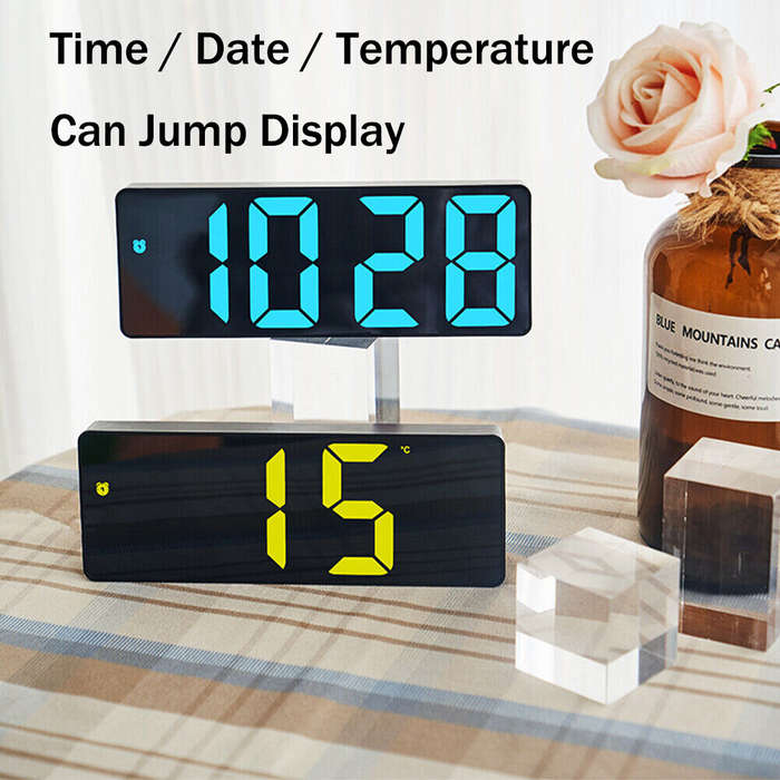 White - Multifunctional Electronic Simple Large Screen Alarm Clock Time Date Temperature Jump Displa