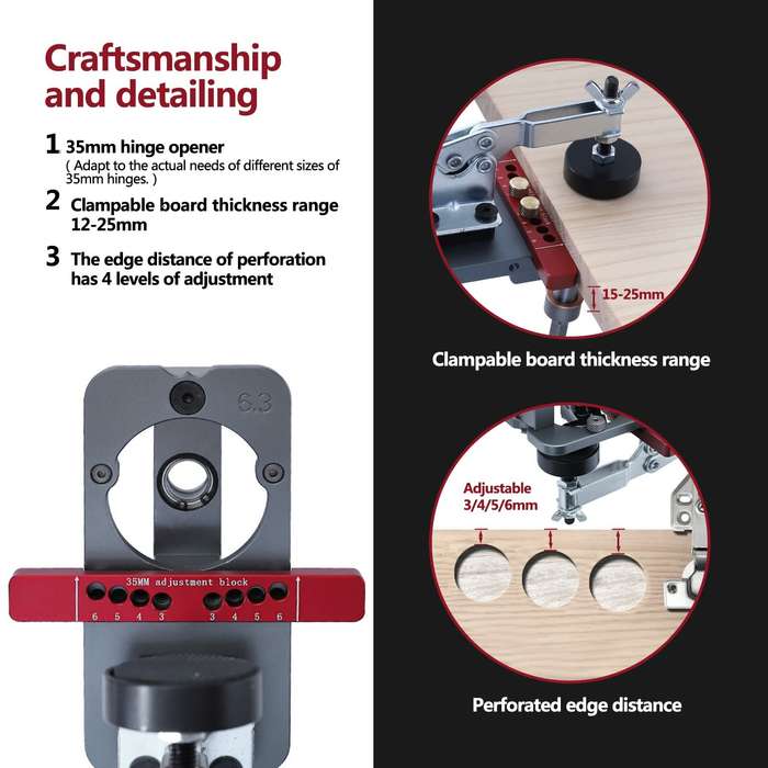 Fonson Tools 35mm Concealed Hinge Jig Drilling Guide Door Hinge Jig for Woodworking Door Cabinet Hin