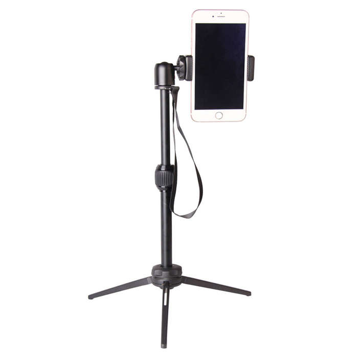 Black - MT-10 Mini Aluminum Tripod Projector Stand 2 Section Tabletop Tripode with Gimbal Ball Head