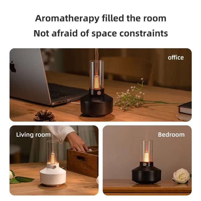 Black - 150ML Vintage Lamp Aromatherapy Machine Night Light USB Small Household Appliances Ultrasoni