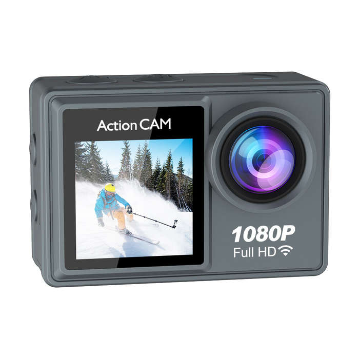 Black - AUSEK Sports Camera 1080P Anti-Shake Pre-Recording HD Dual Screen Wifi Outdoor Shooting Cycl