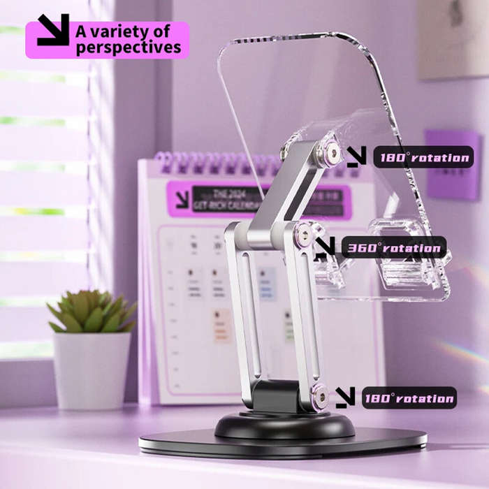 Black - Foldable Desktop Phone Holder Stand Support Adjustable Angle Height Cellphone Stand Bracket