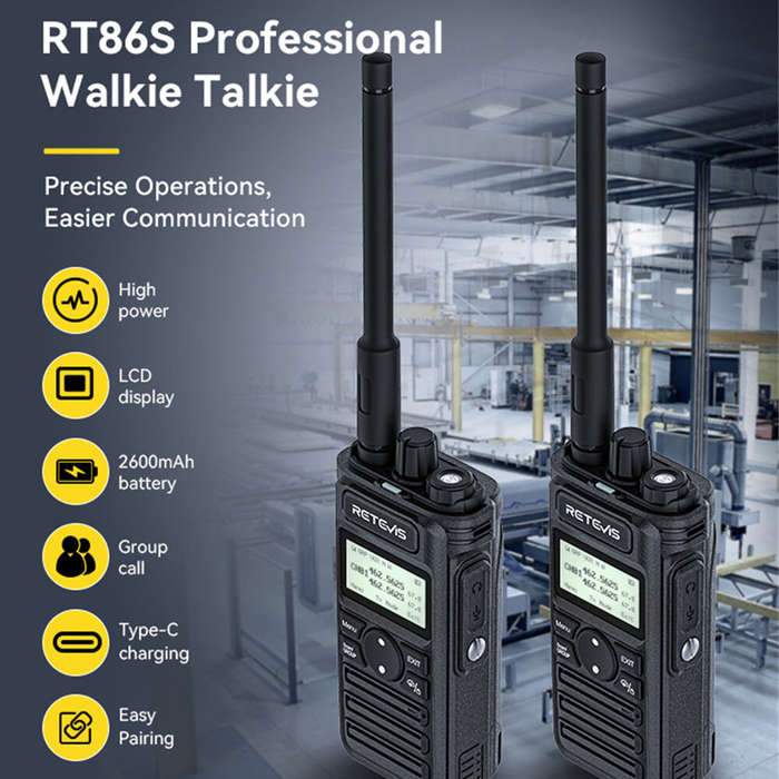US Version - Retevis RT86S Walkie Talkie Long Range Two Way Radio 30 Channels UHF GMRS 10W Power 260