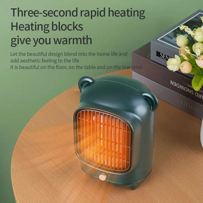 EU Plug - 500W Portable Mini Desk Heater Warmer Fan Electric Space Heater Heating Fan PTC Ceramic He