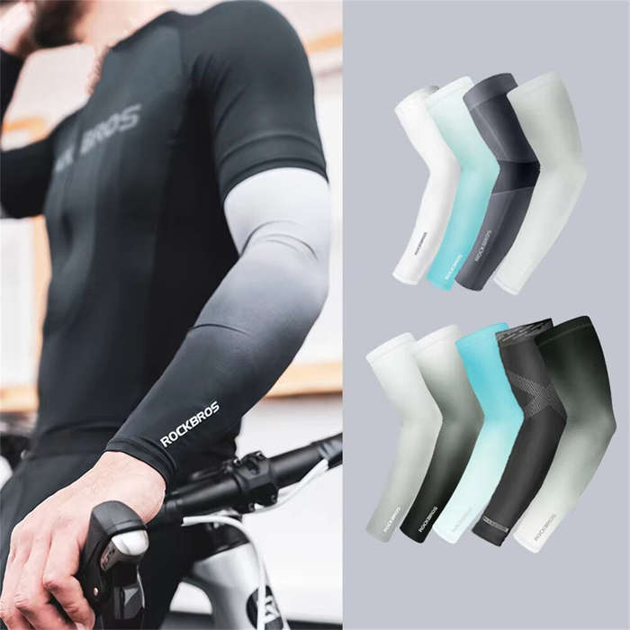 Blue - ROCKBROS UPF50+ UV Protection Ice Silk Arm Sleeves Quick-drying Breathable Cool Touch High El