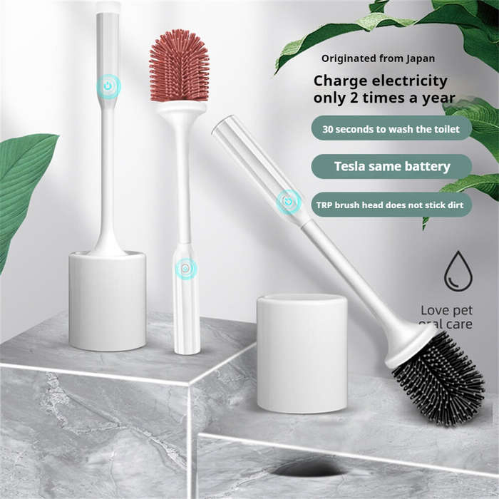 White - Tevorex Electric Toilet Brush IPX7 Waterproof TPR Material No Stains No Dead Corner Cleaning