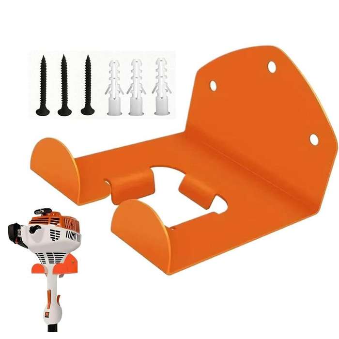 Orange - Heavy Duty Iron Wall Mount Trimmer Hanger Tool Organizer for Garage Grass Cutter Attachment