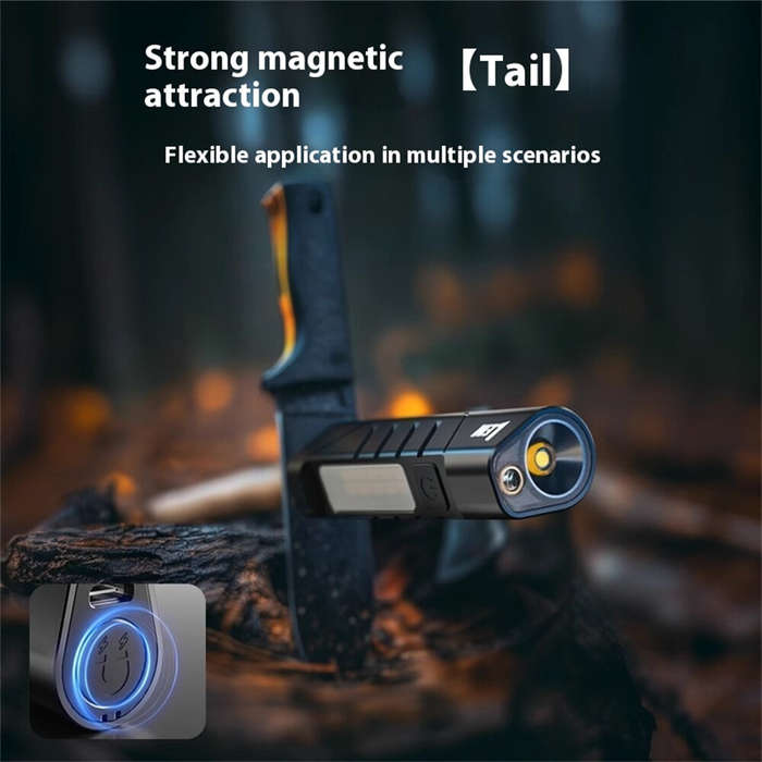 Black - BIKIGHT 1000LM Mini Portable Magnetic Pocket LED Flashlight Side Light Strong Light Torch Th