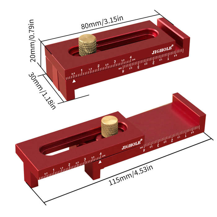#A - Aluminum Alloy Depth Gauge 5-40mm Gaps Gauge Woodworking Saw Gap Measuring Tool for Cutting Slo