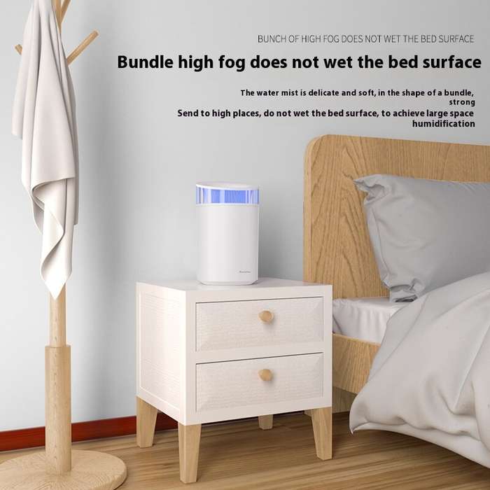 White - 2.5L 7-Color LED Colorful Aromatherapy Humidifier Double-Mouth Large Spray Bedroom Atmospher