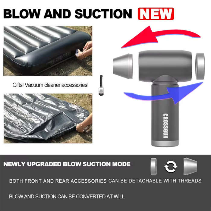 Black - CROSSGUN Mini Turbo Blower Jet Electric Blower Rechargeable Compressed Air Dust Cleaner Rech