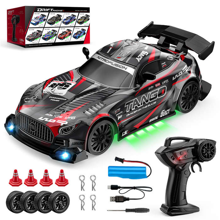 Red & Black - CV-E82 CV-E83 1/24 2.4G Drift RC Car LED Light Two Speed Full Scale High Speed Vehicle