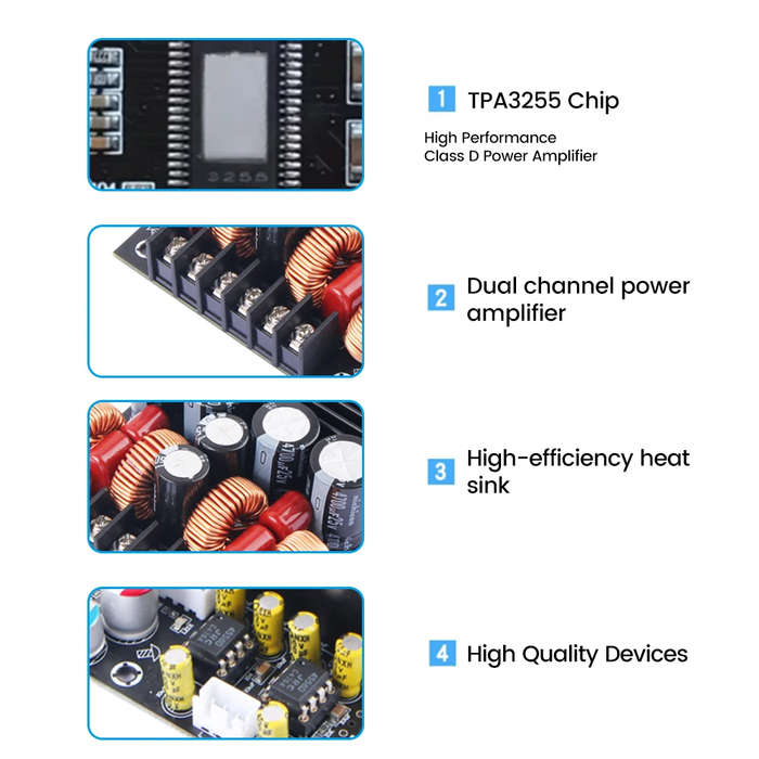 Black - TPA3255 HiFi Amplifier Board 2 Channel Digital Audio Module High Power Output 315W 4 Class D