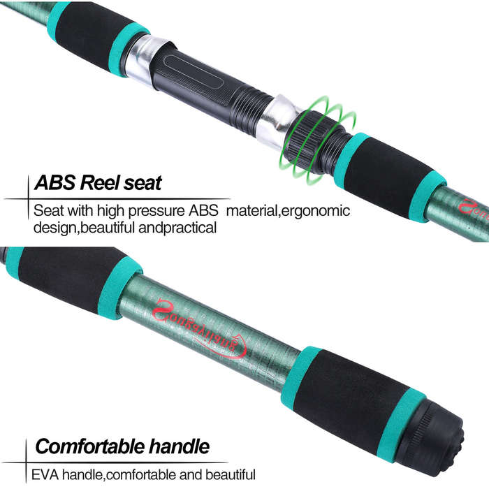 Green - Sougayilang Spinning Fishing Rod Reel Combos 1.8M Telescopic Rod with 5.2:1 3BB Fishign Reel