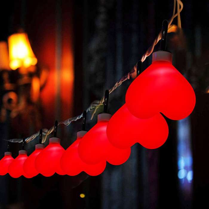 Red - 1 To 8 Solar Red Love Valentine's Day Courtyard Garden Decorative Love Chandelier Lights Outdo