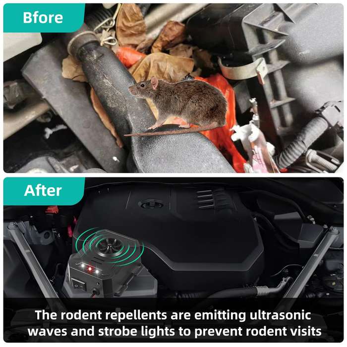 Black - Smart Car Rodent Repeller Engine Ultrasonic Pest Control Intelligent Car Mouse Repellent Car