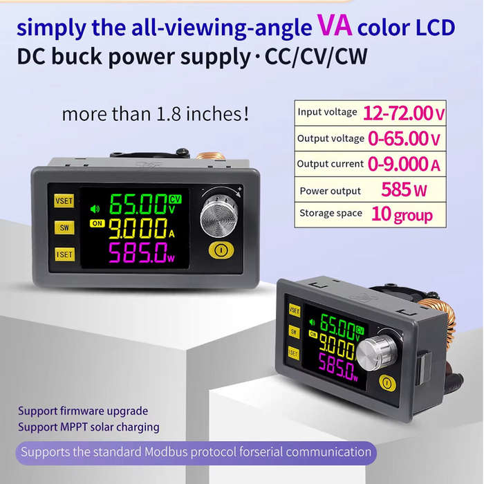 Black - Sinilink XY6509 CNC Adjustable DC Power Supply 65V 9A 585W Step-Down Module Constant Voltage