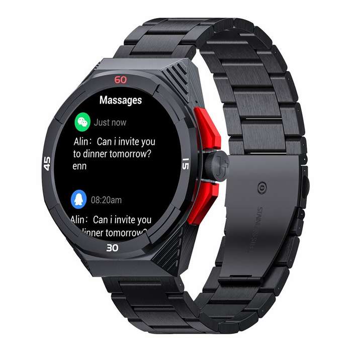 Black Steel - LOKMAT COMET2 PRO 1.46inch HD Screen bluetooth Call Heart Rate Blood Pressure Blood Ox