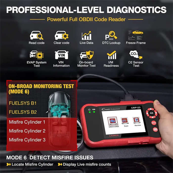 LAUNCH OBD2 Scanner CRP123 Elite Model Engine/ABS/SRS/Transmission Diagnostic Scan Tool SRS Airbag C