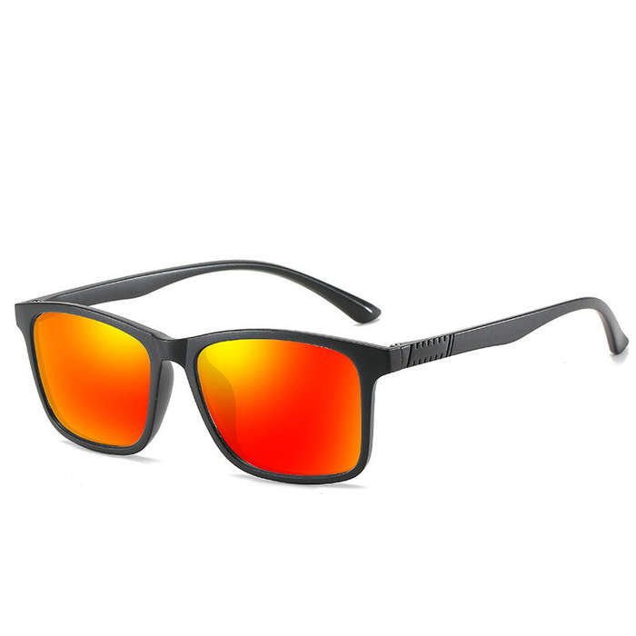 Black+Red - Men Polarized Sunglasses Fashion Women Square Sports Sunglasses Ultra Light TR90 Frame D
