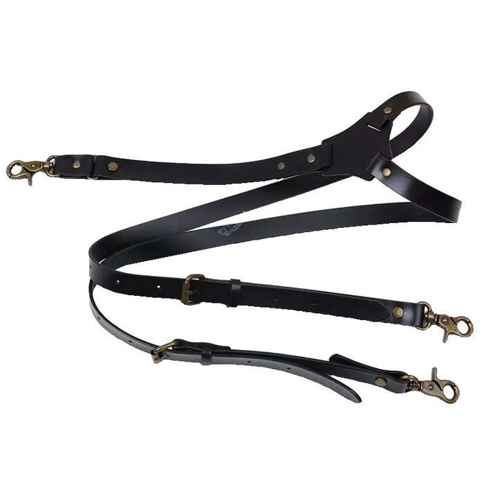Black - Men's PU Leather Suspenders Retro Style Y back Adjustable Belt Loop 3 Snap Hooks Belt Mens T