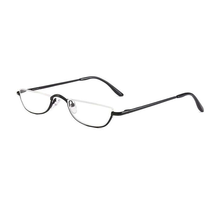 +200 - HD Half Moon Reading Glasses Metal Frame Lightweight Eyeglasses for Unisex Vision Care +1.5~+