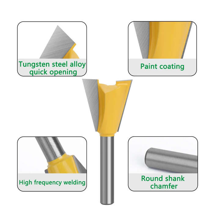 1/4 Inch - LAVIE 6pcs 6mm 1/4" Shank Dovetail Joint Router Bit Set 1/4" 3/8" 1/2" 5/8" 3/4" 7/8" Cut