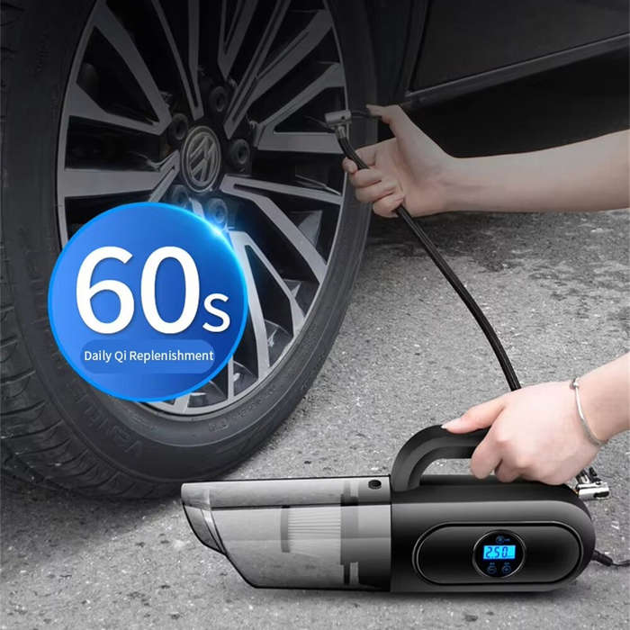 White - Multi Functional Car Vacuum Cleaner Air Pump Digital Display 80W Suction 120W Inflation Port