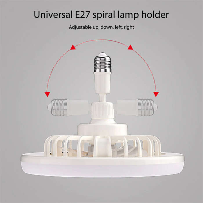 White - E27 Ceiling Fan Light Brightness & Color Temperature Dimmable 3-Speed Wind with Remote Contr