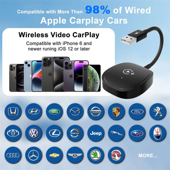 Apple Carplay - Universal Wireless Car Convertor CarPlay USB Type-C Seamlessly Upgrade Wired Connect