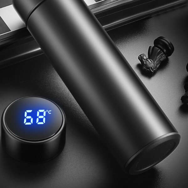 Blue - 480ml Vacuum Thermos Keep Warm Keep Cold Water Bottle LCD Temperature Display Stainless Steel
