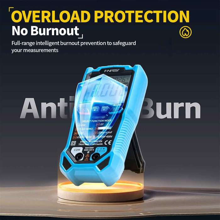 Blue - FNIRSI MT-40 Smart Digital Multimeter True RMS Auto Range 600V High Precision with Backlit LC