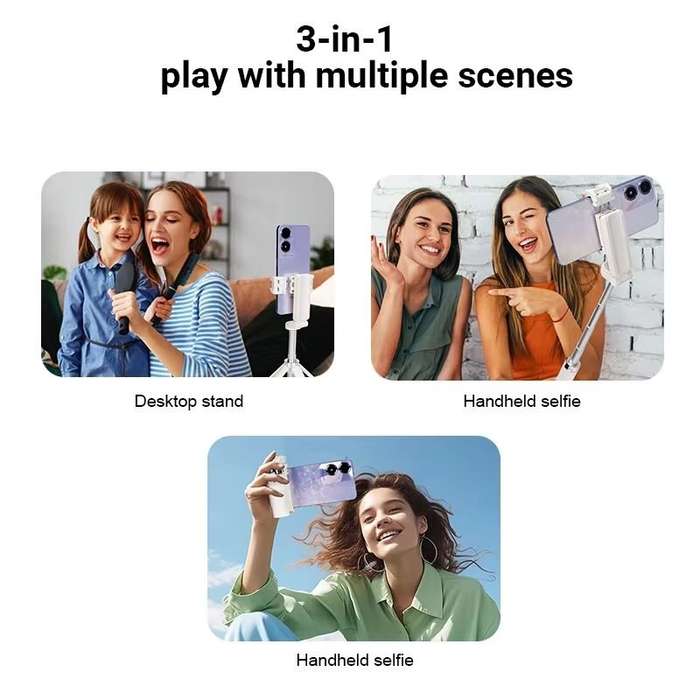 Black - JC25 Portable Mini Phone Holder Four-foot Selfie Stick bluetooth Remote Control for Phone Vl