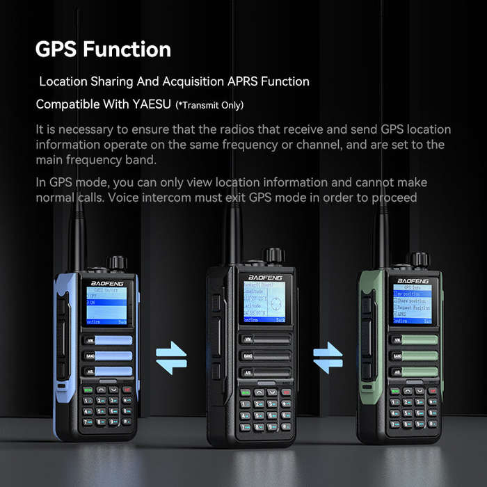 Black - Baofeng UV-16H PRO Walkie Talkie GPS Multi-Band Wireless Copy Frequency AM FM FallbackAlarm