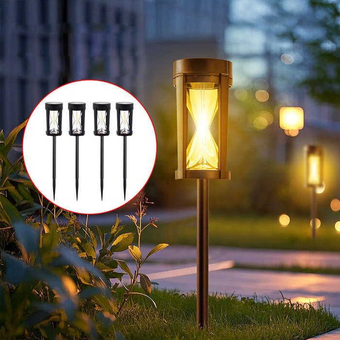 Warm Light - 4Pack LED Solar Lawn Light 2300K Warm Light Outdoor Waterproof Garden Night Light Court