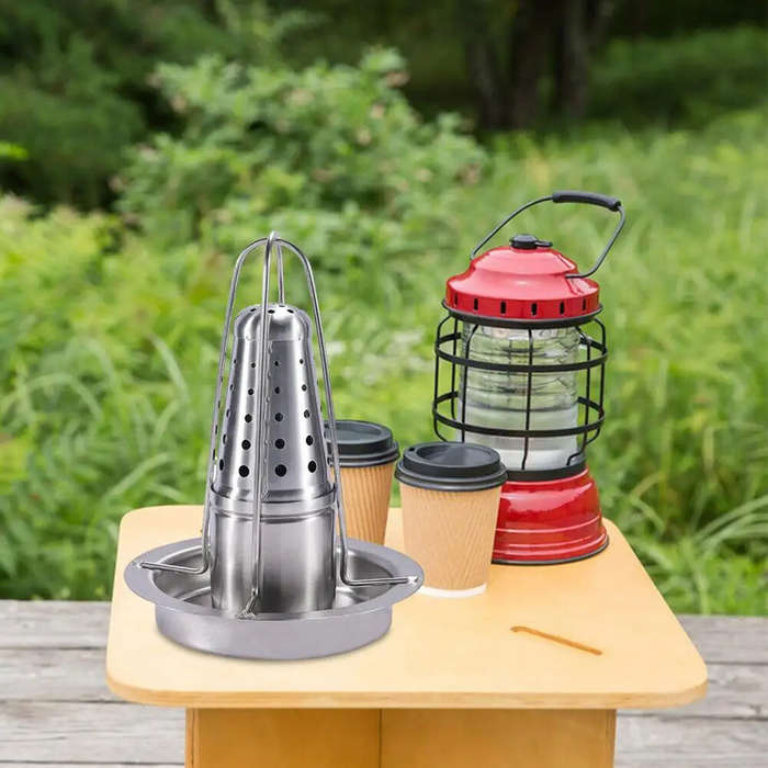 #01 - Stainless Steel Removable Chicken Roasting Rack Plate Grilled Chicken Rack Camping Outdoor Bar
