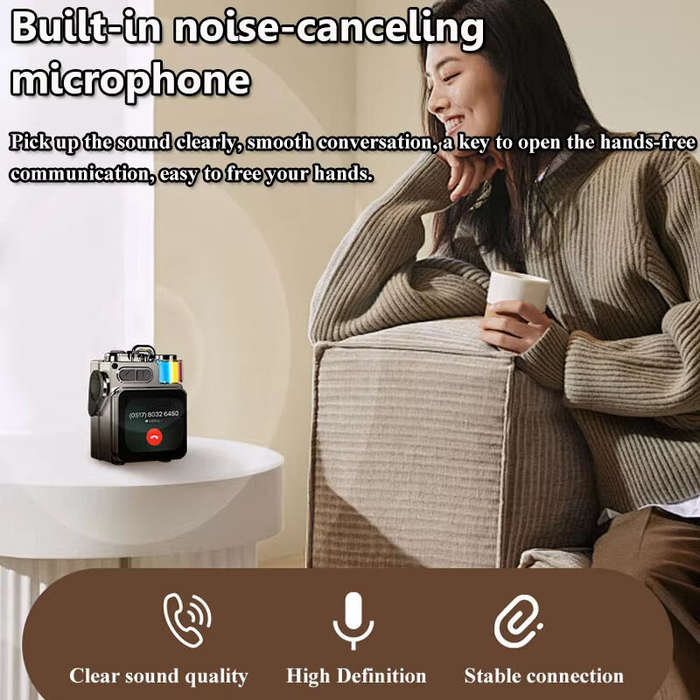 Black - DK08 Smart Touch Screen bluetooth Speaker Mini Pocket Audio Player 40mm Driver Hands-free Ca