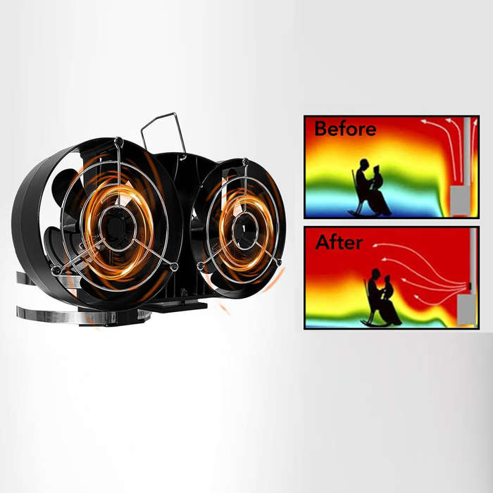 10 Blades Fireplace Fan With Cover Wall-mounted Heat Powered Stove Eco-Friendly Oven Fan Wood Burn F