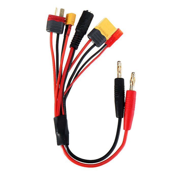 XT60 - 20cm 20AWG 4.0mm Banana Plug to XT60 XT30 DC5.5 T Plug Charger Adapter Cable for IMAX B6 Char